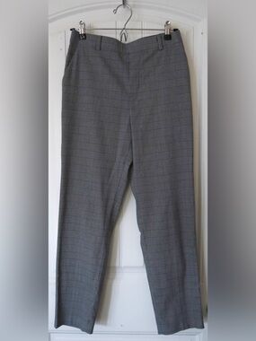 Uniqlo Smart Ankle Pants Glen Plaid Grey Tapered Trousers S (Waist 26-27”)